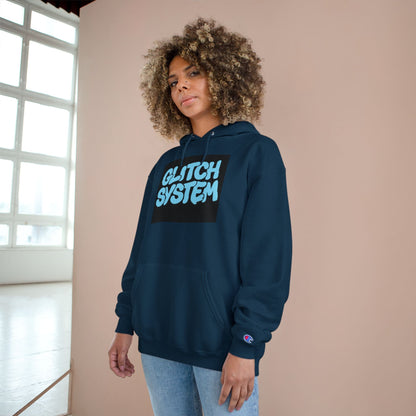 Glitch System Hoodie — Retro Graffiti Streetwear Champion Hoodie Printify