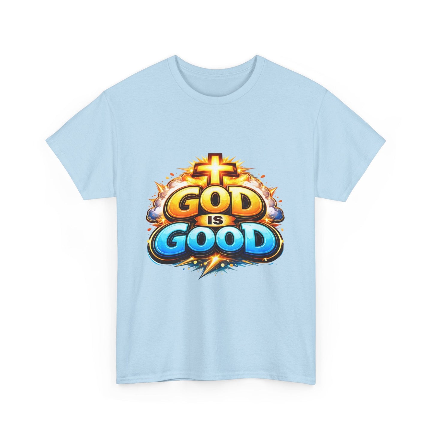 God Is Good T-Shirt for Men – Christian Faith Tee with Cross Graphic Printify