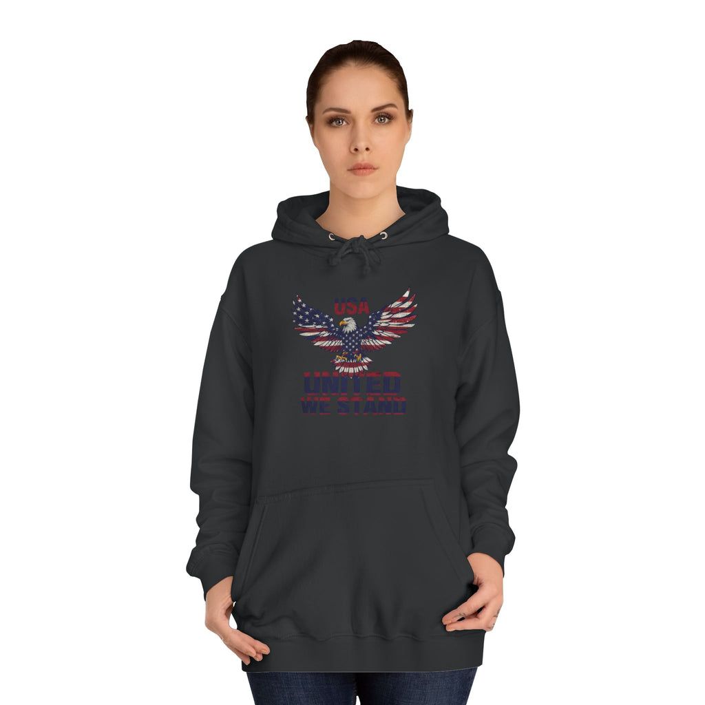 Patriotic Eagle Hoodie - USA "United We Stand" American Flag Graphic