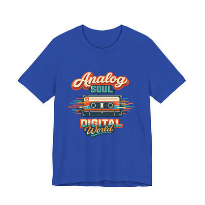 Analog Soul Digital World T-Shirt – Retro Cassette Tee for Music Lovers Printify