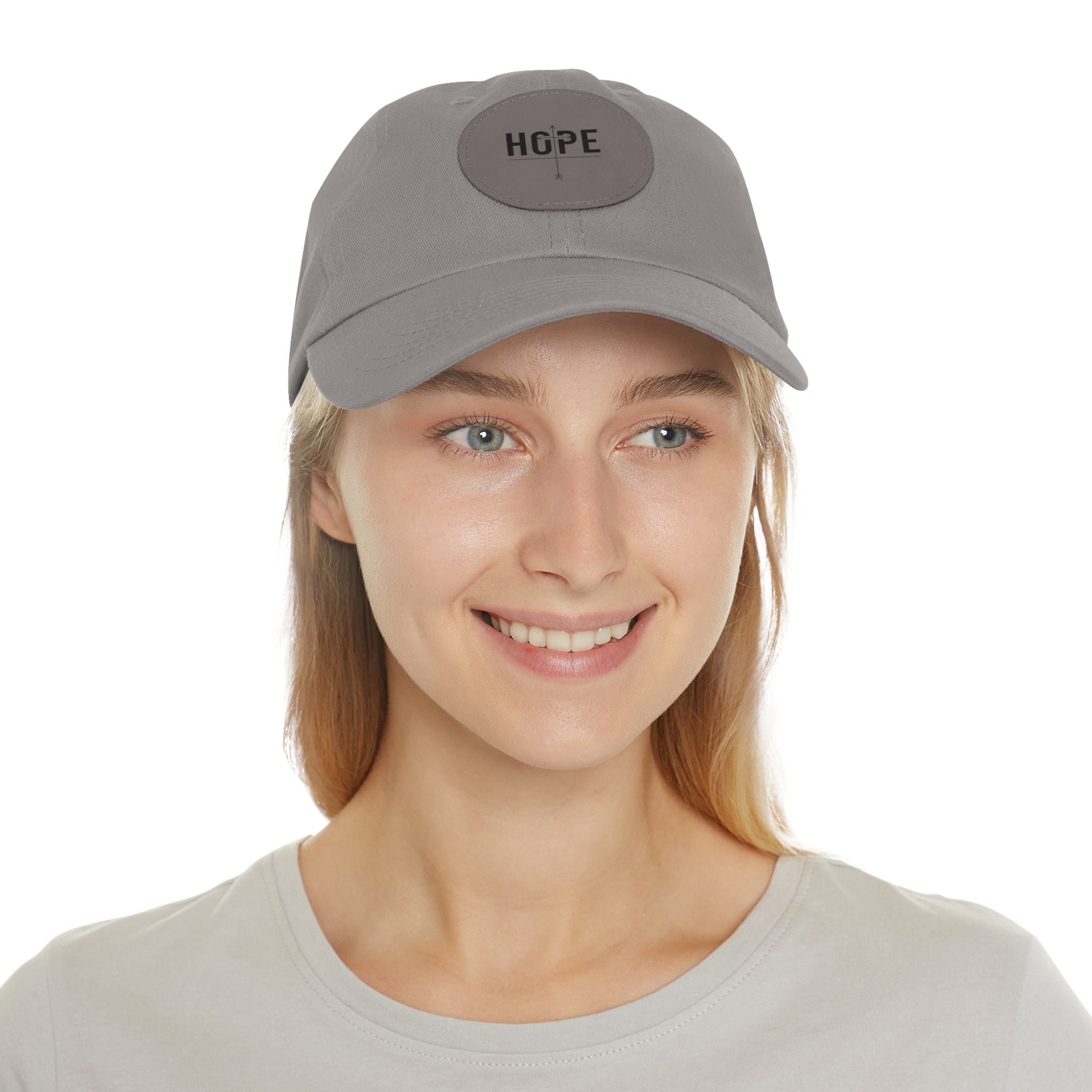 Dad Hat — Round Leather Patch 'HOPE' Cap