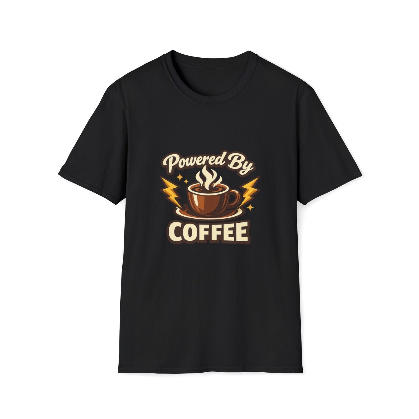 Powered By Coffee T-Shirt — Vintage Coffee Lover Tee Printify
