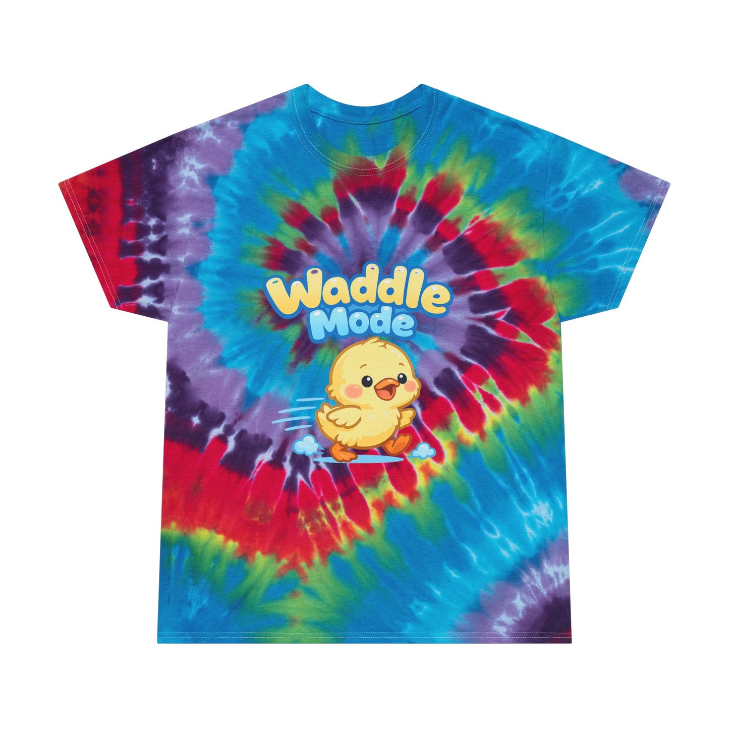 Waddle Mode Tie-Dye Tee — Pastel Spiral Chick Graphic