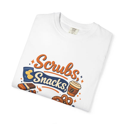 Scrubs Snacks Repeat T-Shirt – Cute Nurse Medical Humor Tee