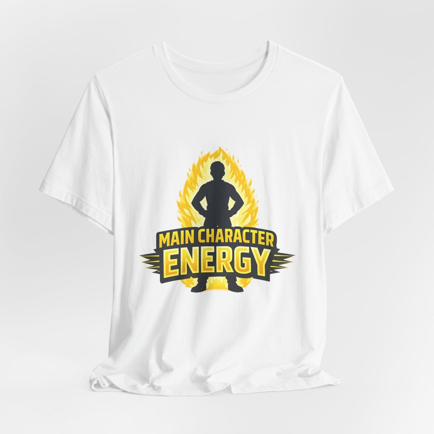 Main Character Energy T-Shirt - Graphic Tee with Bold Silhouette & Flame Design Printify