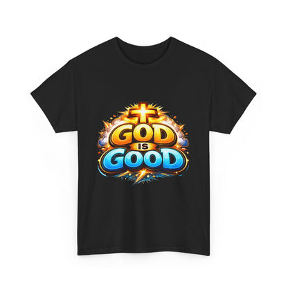 God Is Good T-Shirt for Men – Christian Faith Tee with Cross Graphic Printify