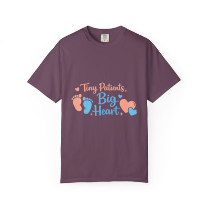 T-Shirt — "Tiny Patients, Big Heart" Baby Footprint Awareness Tee Printify