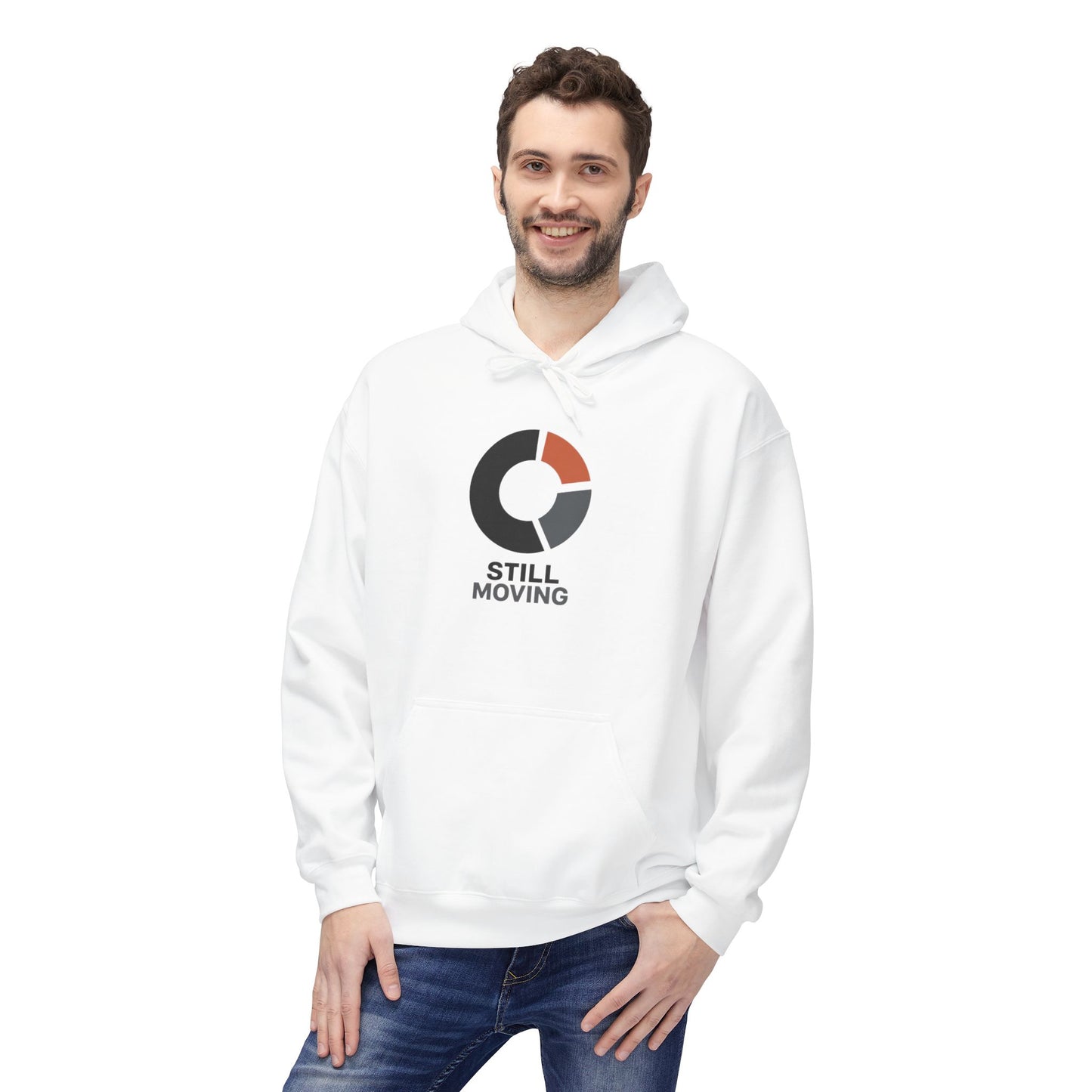 Still Moving Logo Hoodie — Minimalist Motivational Pullover