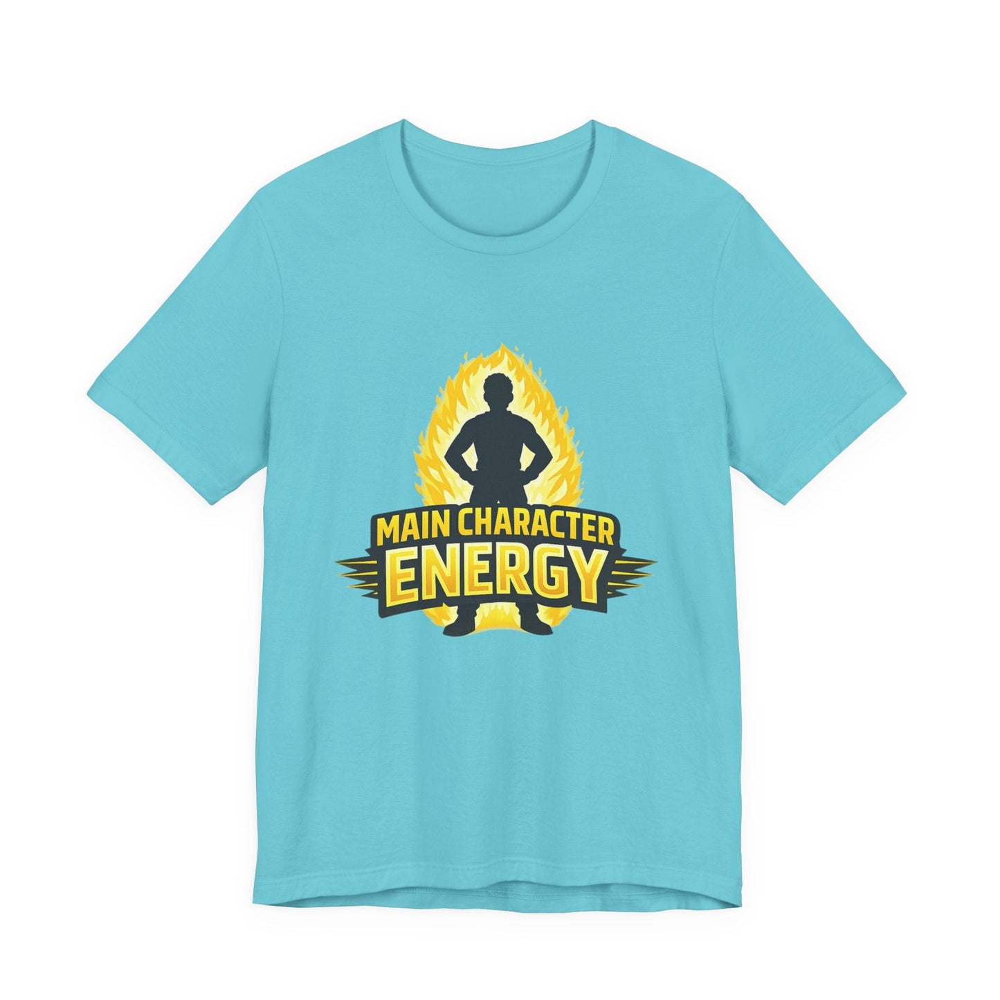 Main Character Energy T-Shirt - Graphic Tee with Bold Silhouette & Flame Design Printify