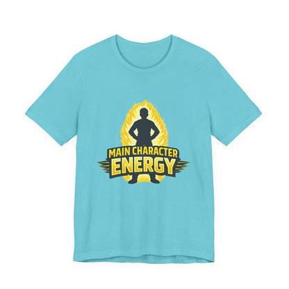 Main Character Energy T-Shirt - Graphic Tee with Bold Silhouette & Flame Design Printify