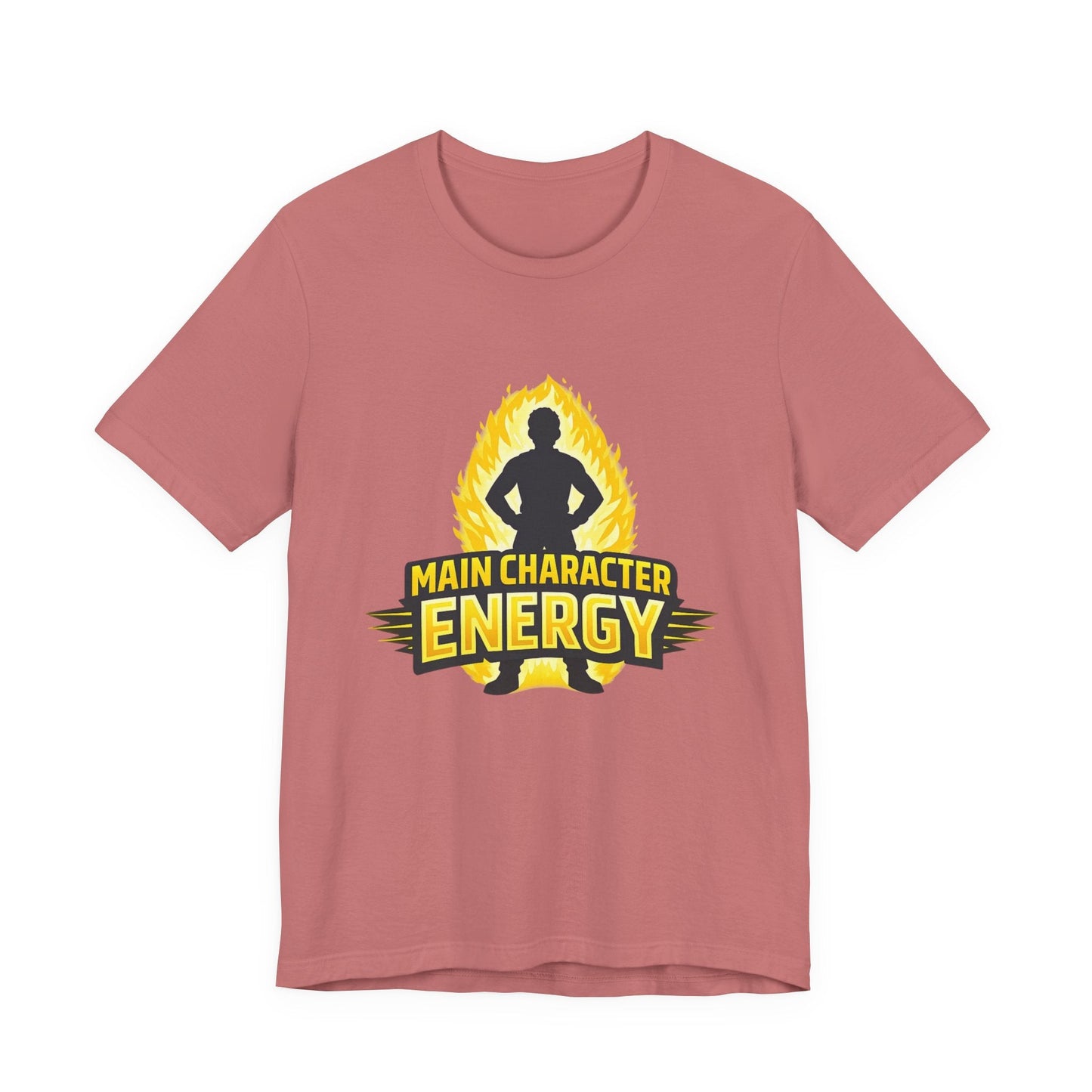 Main Character Energy T-Shirt - Graphic Tee with Bold Silhouette & Flame Design Printify