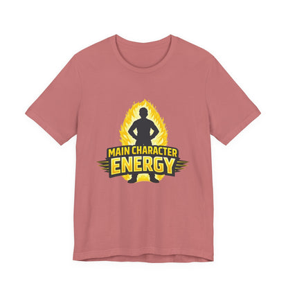 Main Character Energy T-Shirt - Graphic Tee with Bold Silhouette & Flame Design Printify