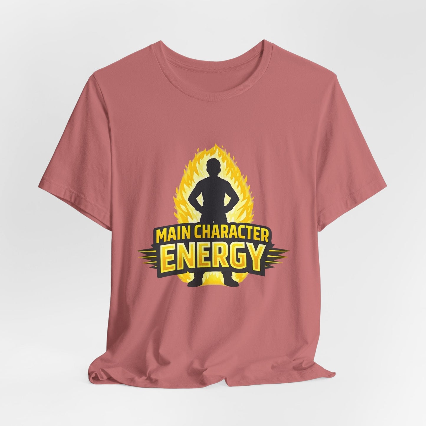 Main Character Energy T-Shirt - Graphic Tee with Bold Silhouette & Flame Design Printify