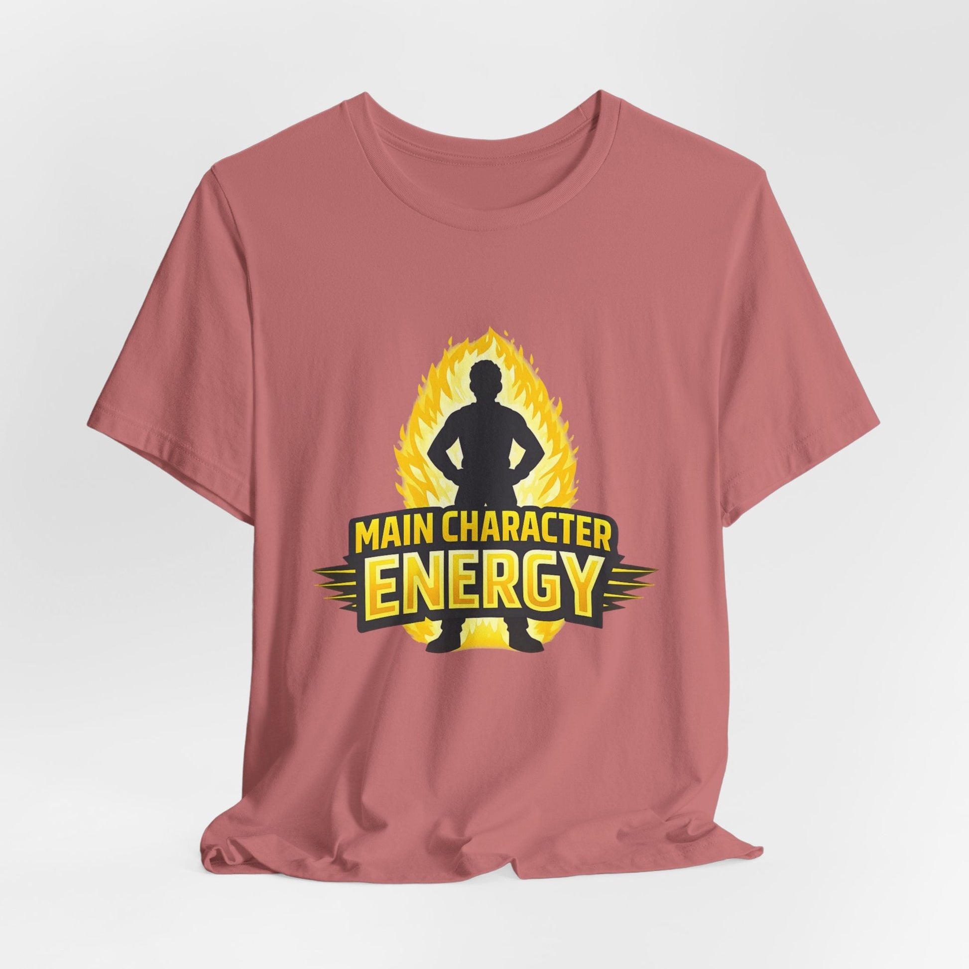 Main Character Energy T-Shirt - Graphic Tee with Bold Silhouette & Flame Design Printify