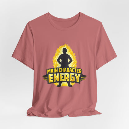 Main Character Energy T-Shirt - Graphic Tee with Bold Silhouette & Flame Design Printify