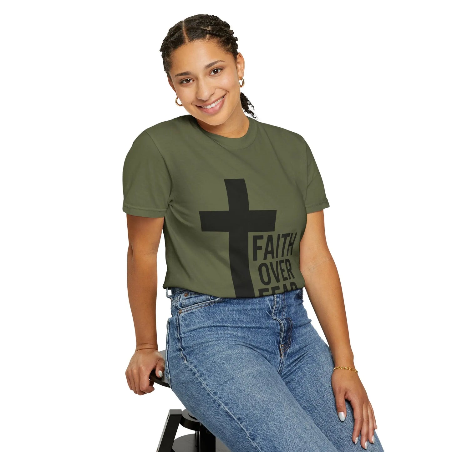 Faith Over Fear T-Shirt — Christian Cross Inspirational Tee Printify