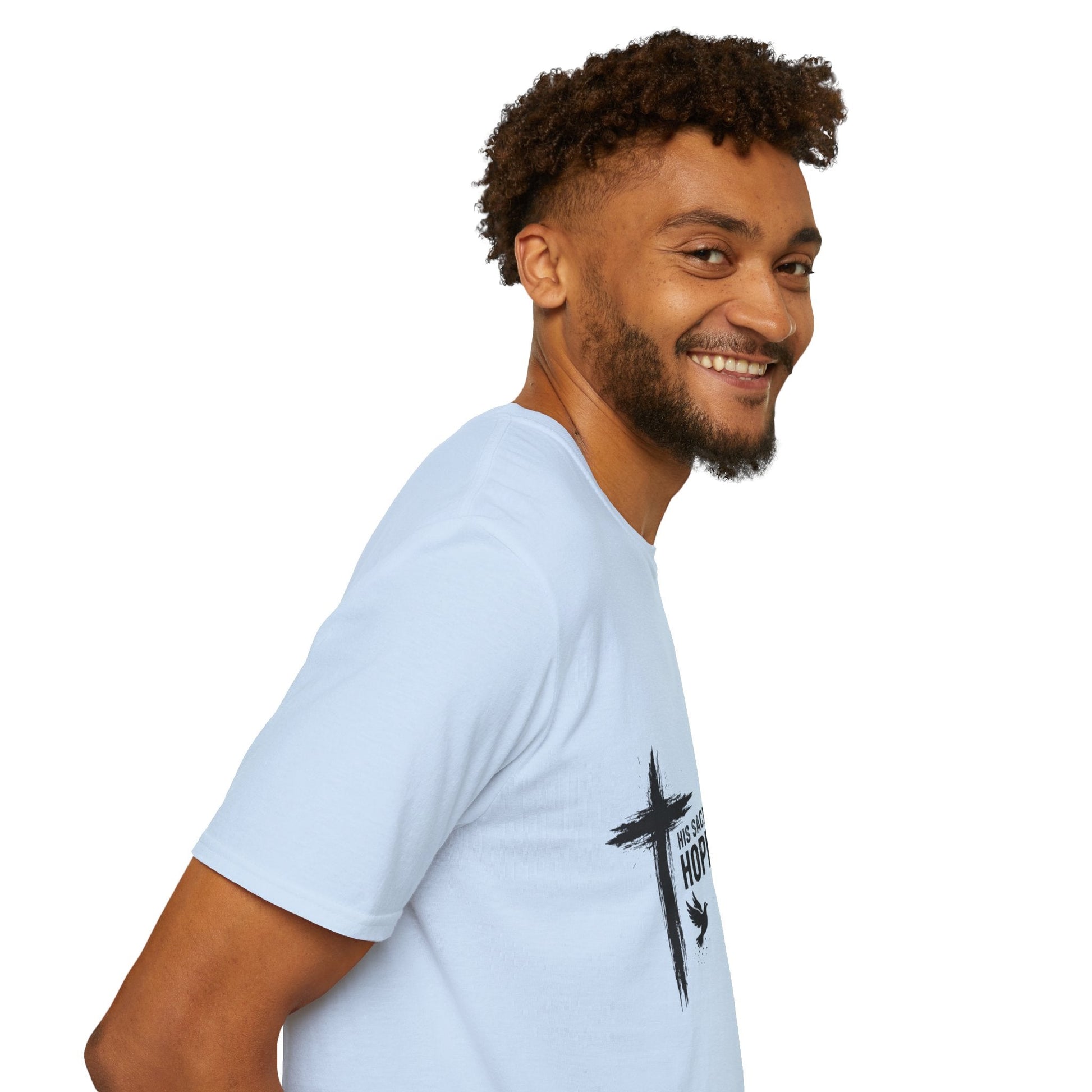 Christian Cross T-Shirt – Unisex “His Sacrifice Brought Hope & New Life” Inspirational Tee Printify