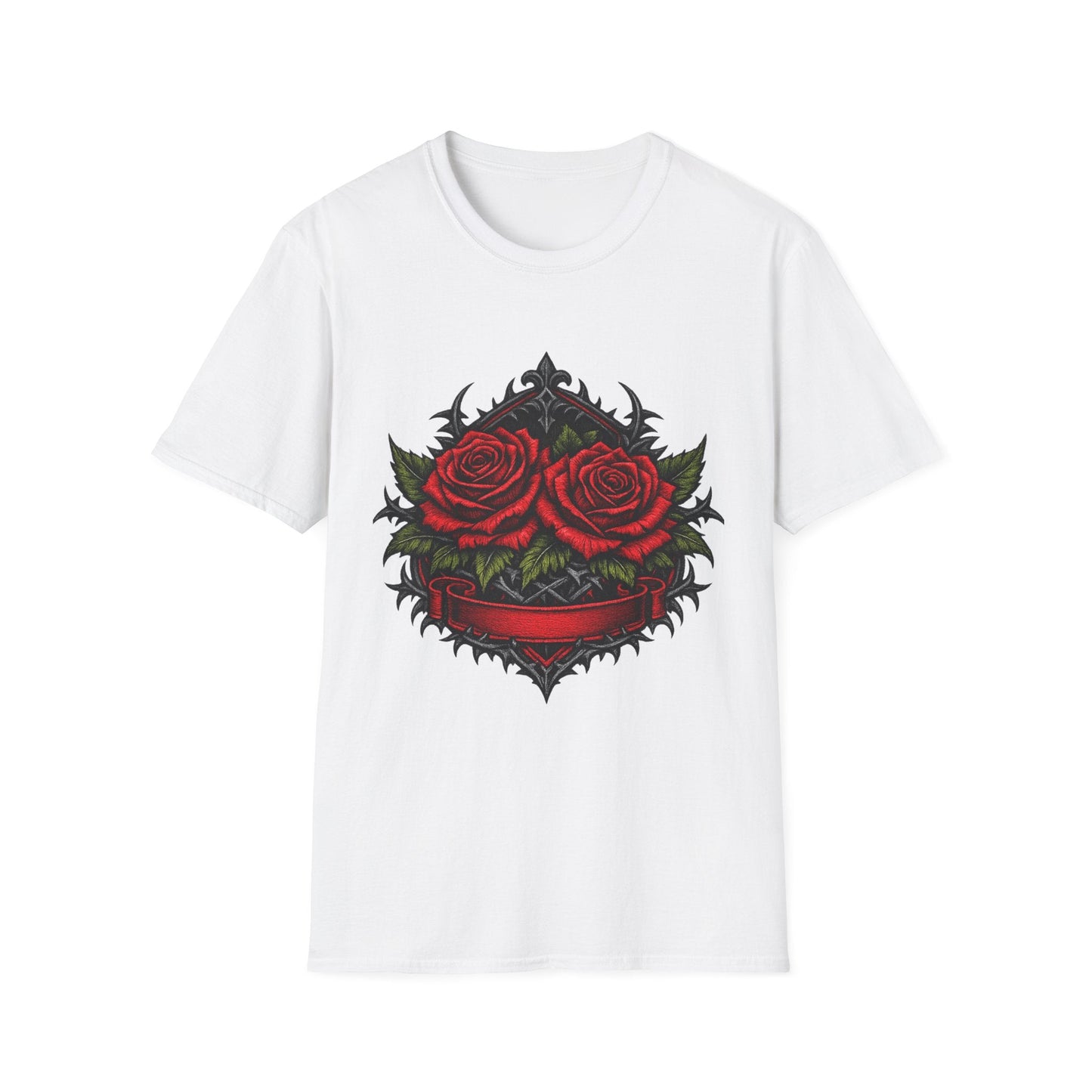 Rose Heart T-Shirt — Gothic Red Roses Graphic Tee Printify