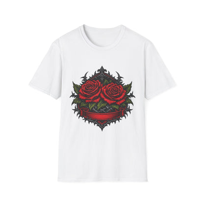 Rose Heart T-Shirt — Gothic Red Roses Graphic Tee Printify