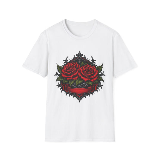 Rose Heart T-Shirt — Gothic Red Roses Graphic Tee Printify
