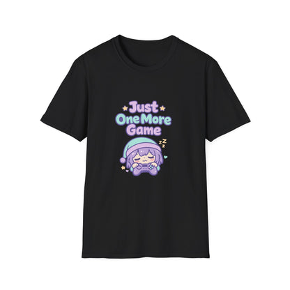 Just One More Game Gamer T‑Shirt — Cute Kawaii Sleeping Gamer Tee Printify
