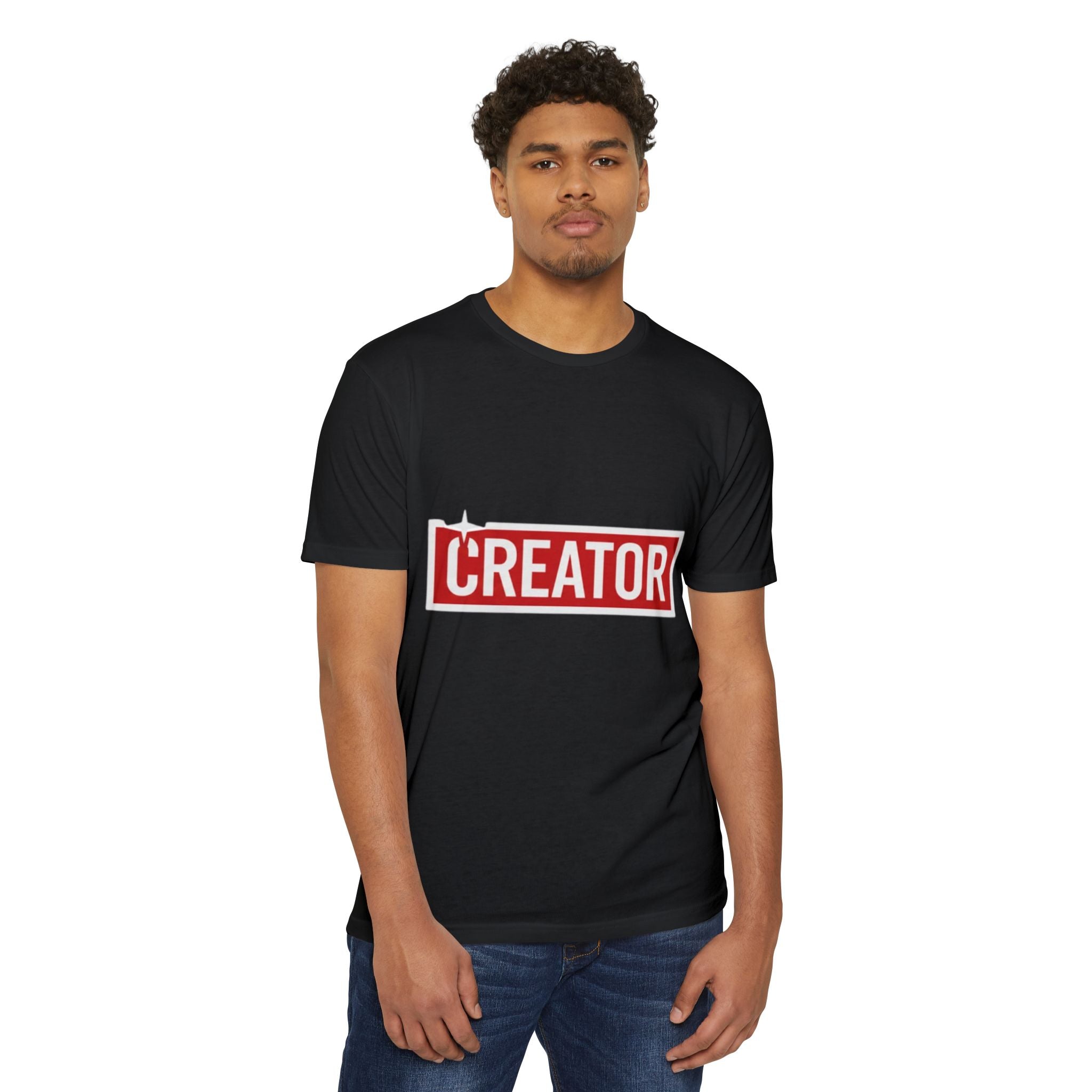Creator Graphic T-Shirt — Bold Red Box Logo Tee for Content Creators