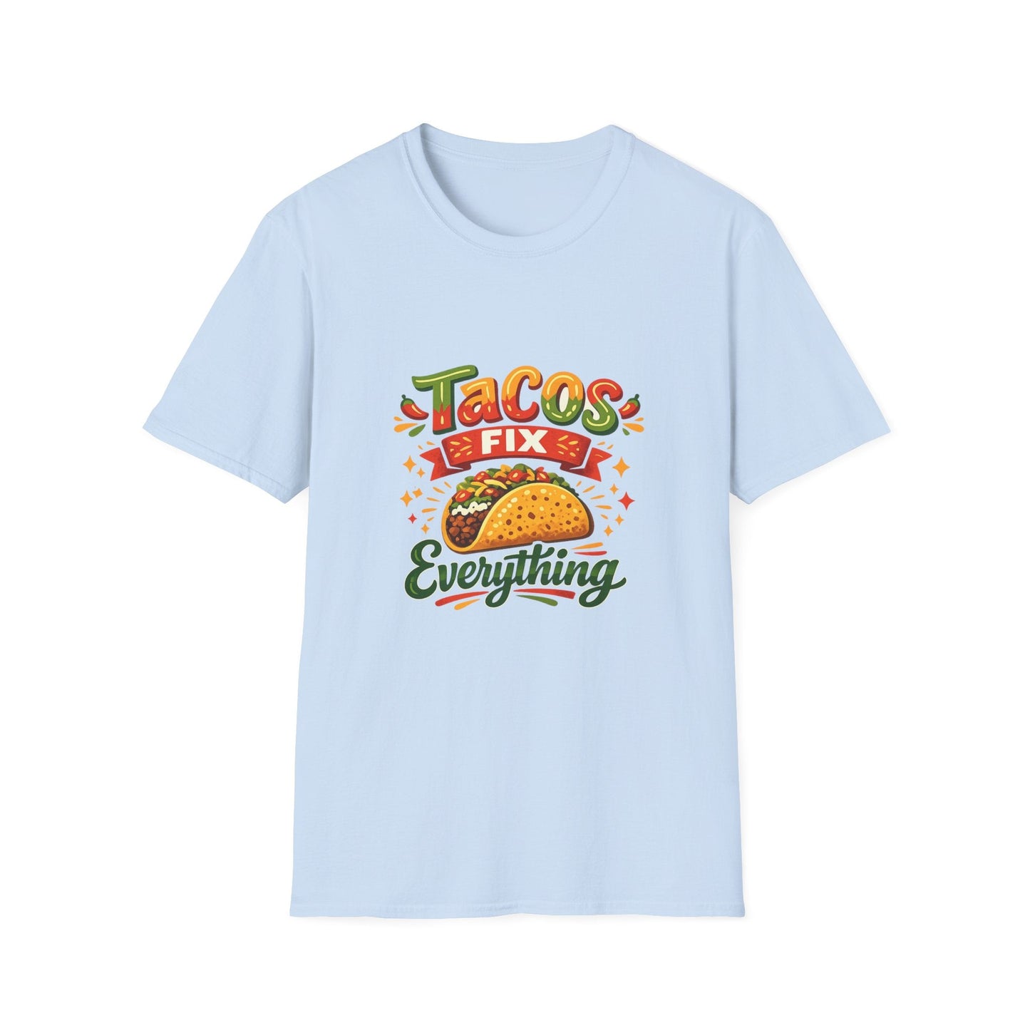 T-Shirt — "Tacos Fix Everything" Funny Taco Lover Graphic Tee Printify