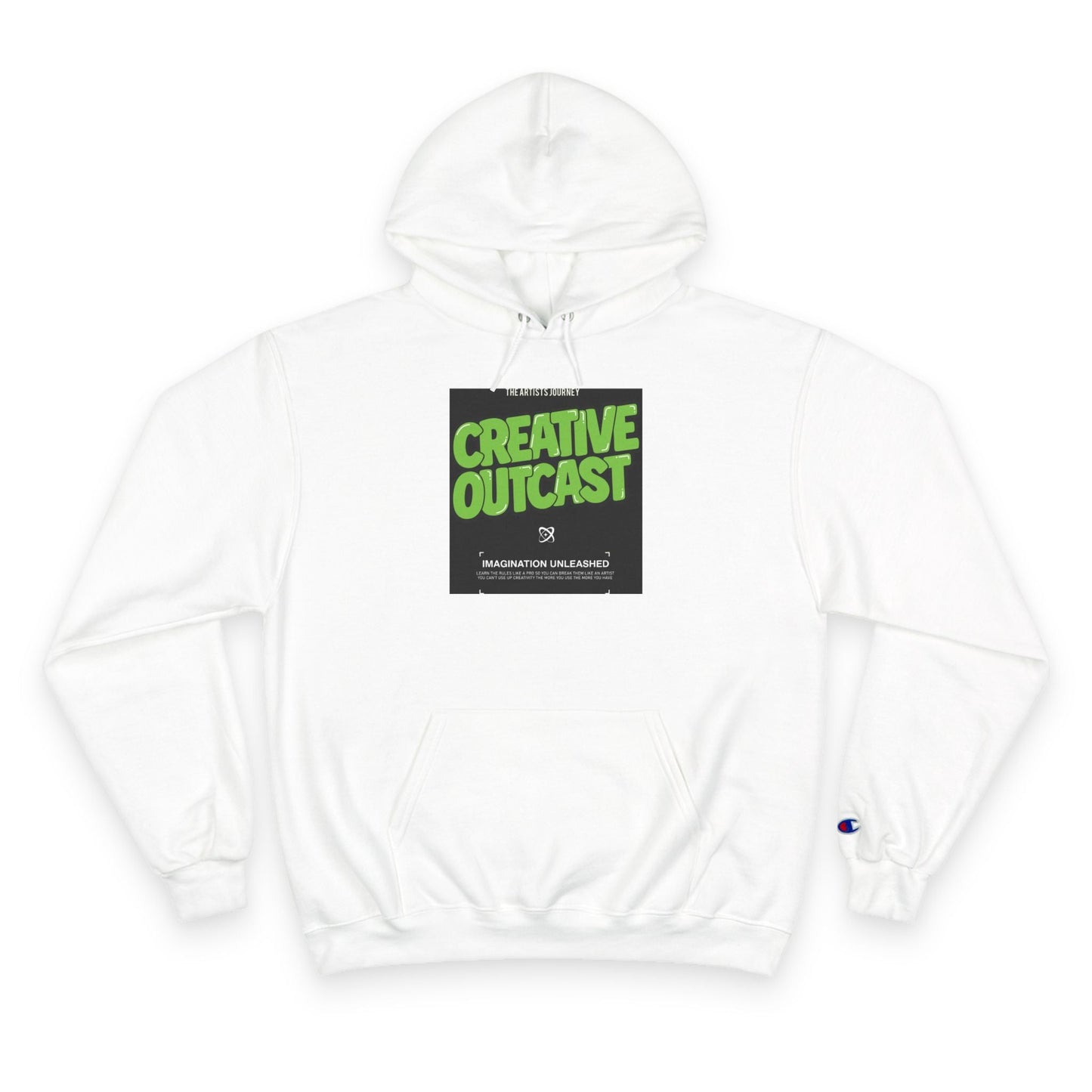 Creative Outcast Hoodie — Bold Green Graphic Champion Hooded Sweatshirt Printify