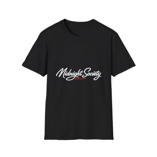 Midnight Society T-Shirt — Script Logo Tee for Nightlife & Streetwear Printify