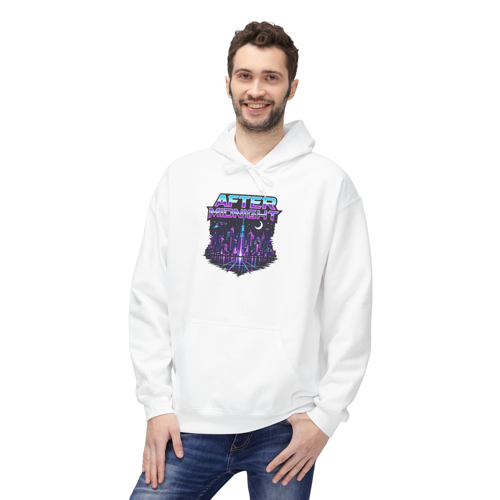 Cyberpunk City 'AFTER' Graphic Hoodie — Retro Futuristic Streetwear Printify