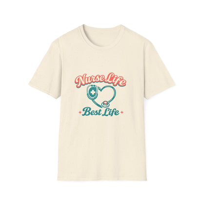 Nurse Life Best Life T-Shirt – Stethoscope Heart Nursing Tee Printify