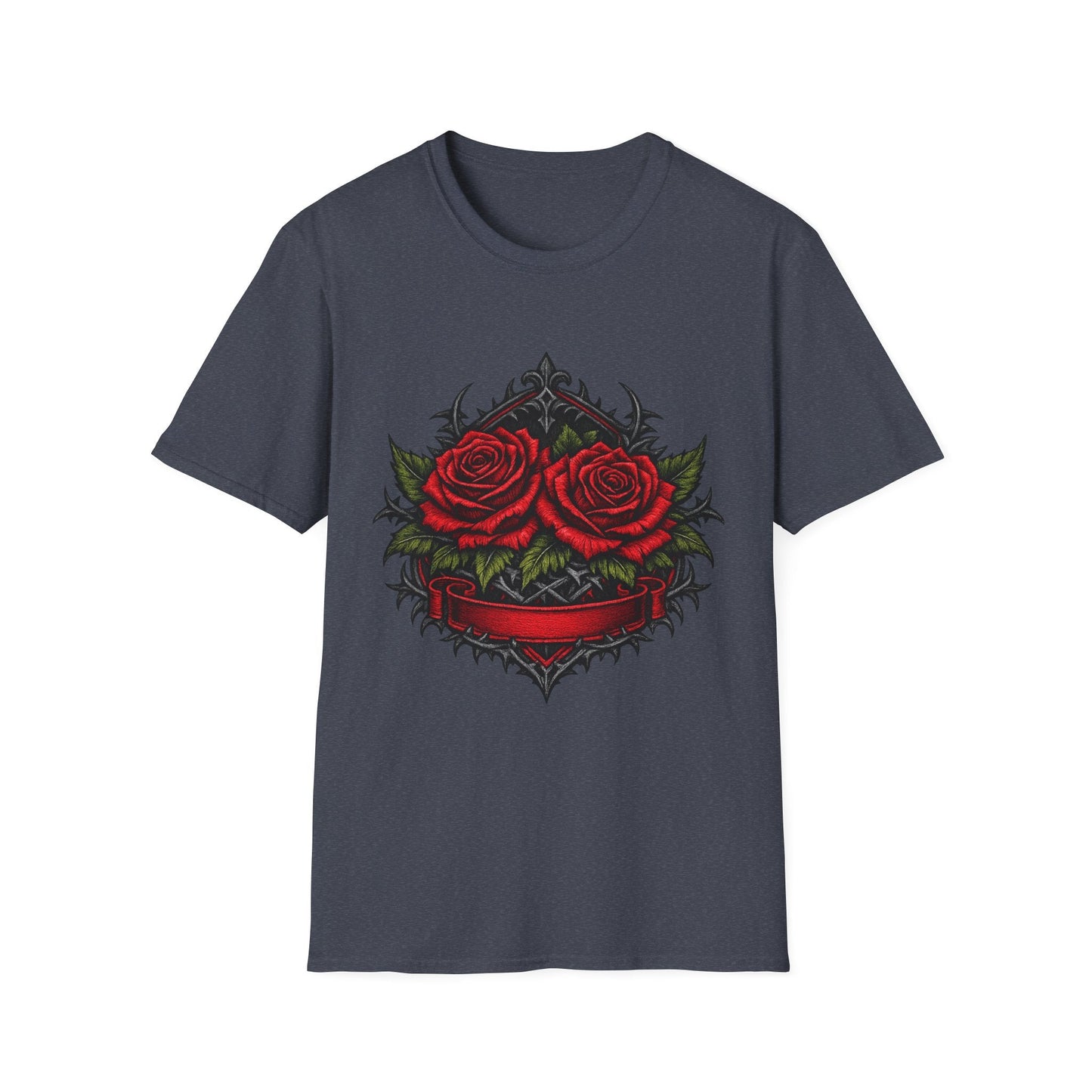 Rose Heart T-Shirt — Gothic Red Roses Graphic Tee Printify