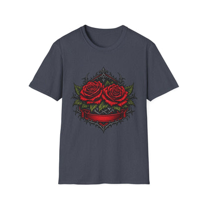 Rose Heart T-Shirt — Gothic Red Roses Graphic Tee Printify