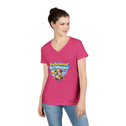 Professional Tail Wagger T-Shirt — Cute Dog Lover V‑Neck Tee Printify
