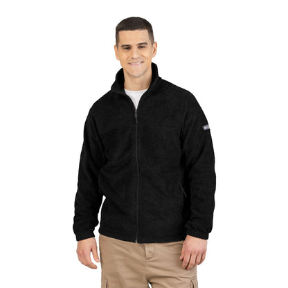 Embroidered Psychedelic Patch Fleece Jacket – Unisex Colorful Abstract Back Design Printify