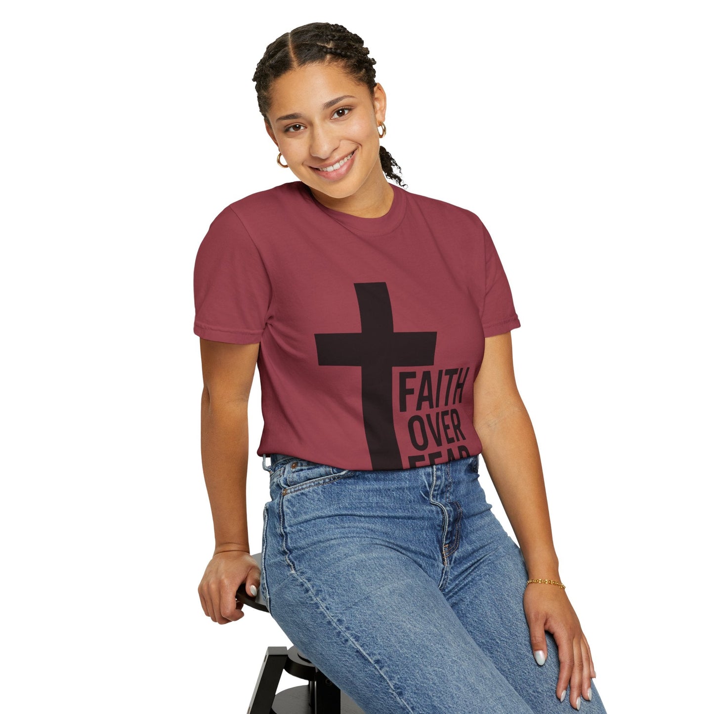 Faith Over Fear T-Shirt — Christian Cross Inspirational Tee Printify