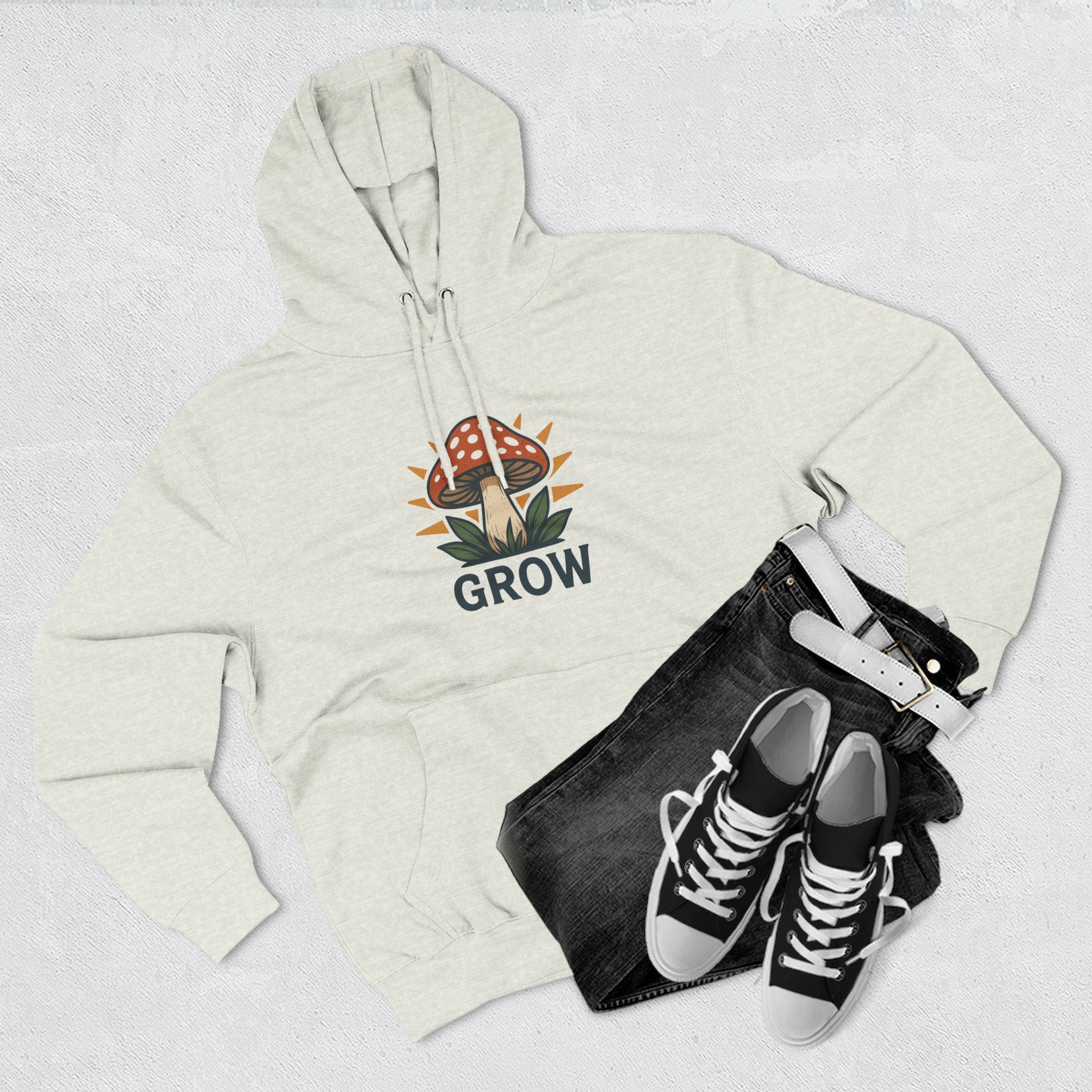 Grow Mushroom Hoodie — Botanical Graphic Fleece Pullover