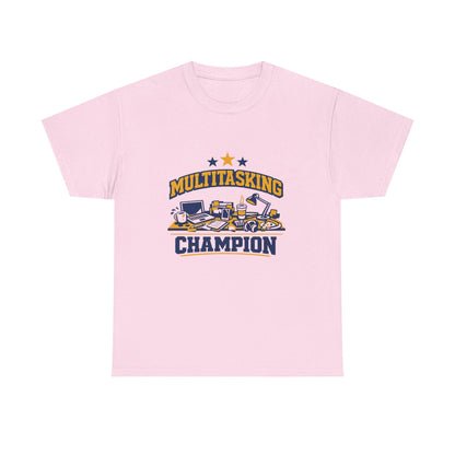 Multitasking Champion Tee — Funny Work From Home Gift Shirt Printify