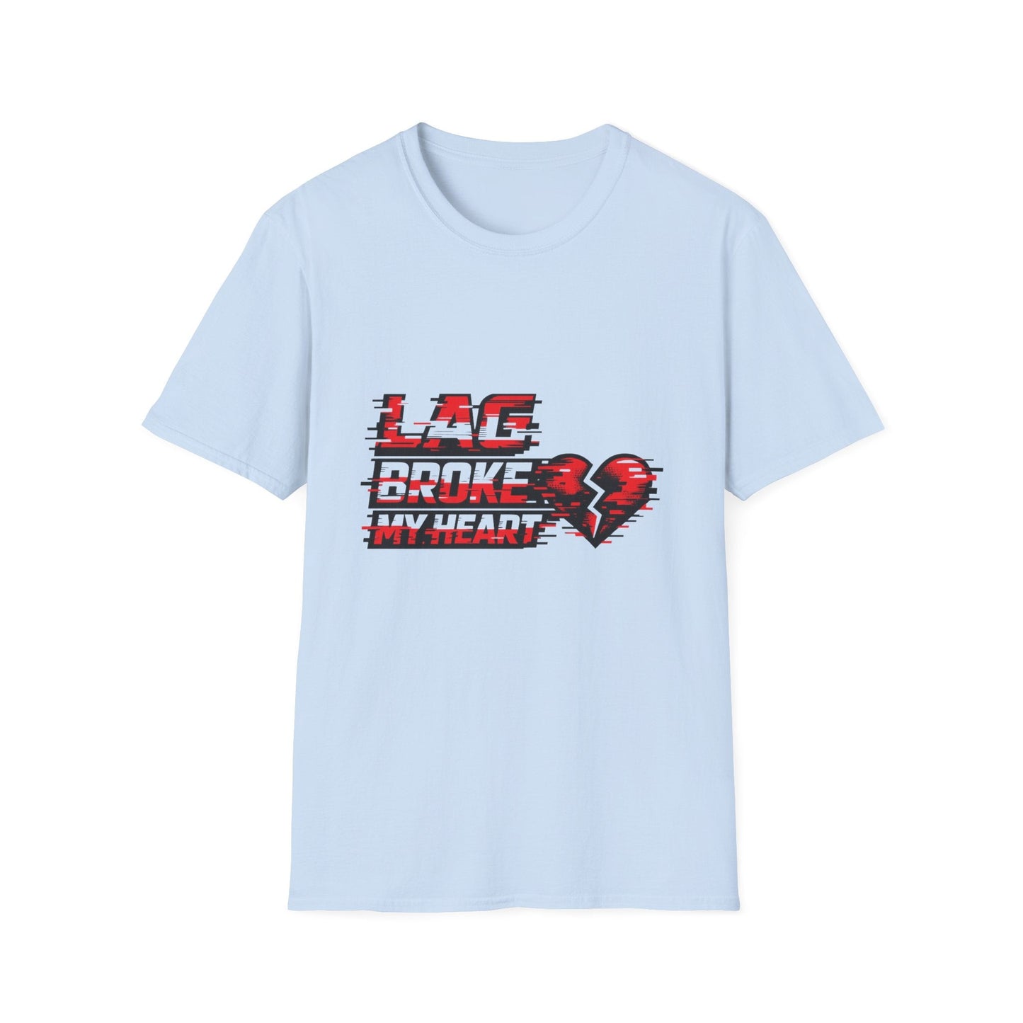 Lag Broke My Heart T‑Shirt — Gamer Broken Heart Graphic Tee Printify