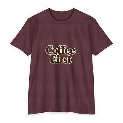 Coffee First T-Shirt — Retro Script Coffee Lover Tee Printify