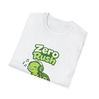 T-Shirt — 'Zero Rush' Cute Turtle Graphic Unisex Tee for Relaxed, Slow-Living Fans Printify