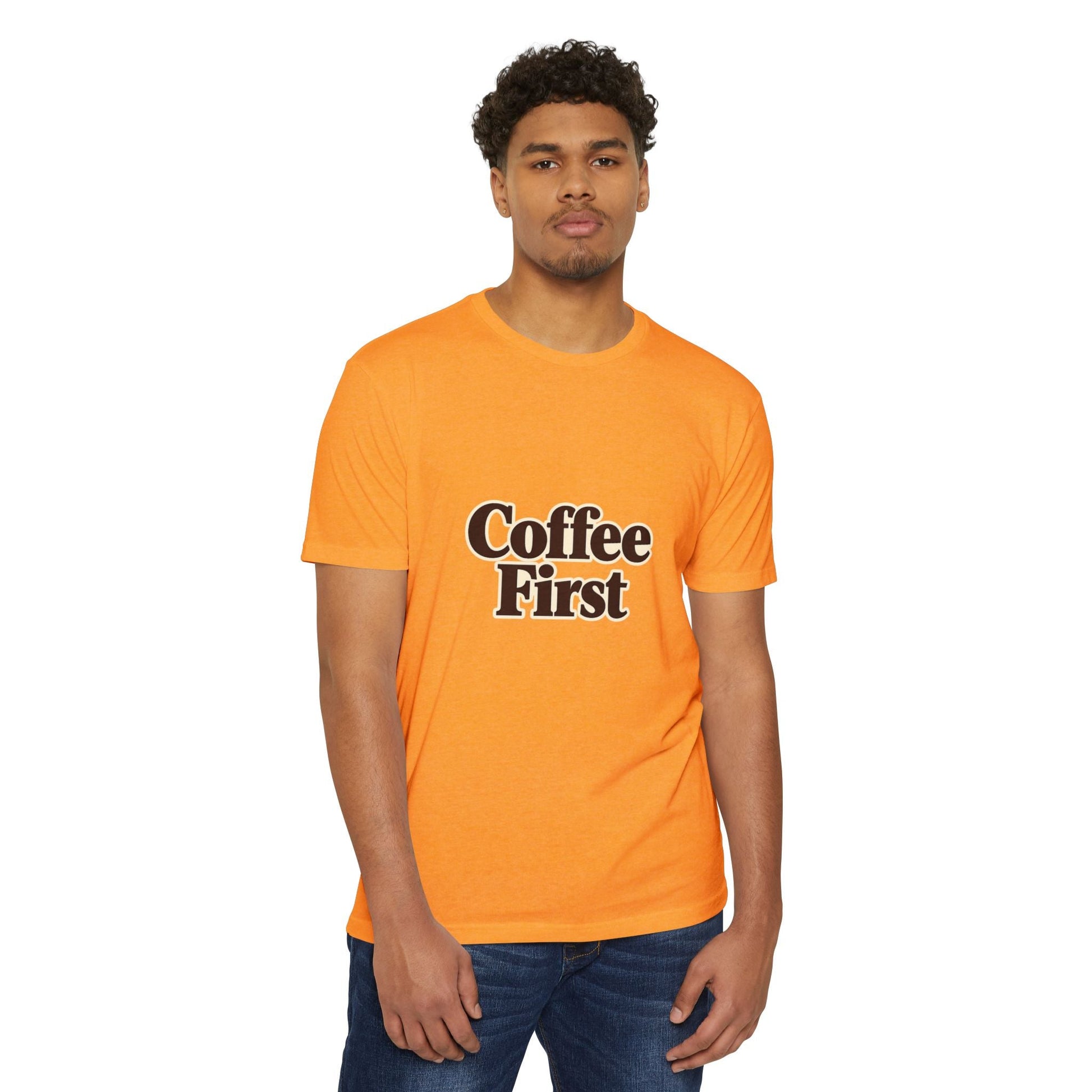 Coffee First T-Shirt — Retro Script Coffee Lover Tee Printify