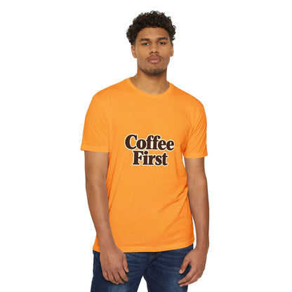 Coffee First T-Shirt — Retro Script Coffee Lover Tee Printify