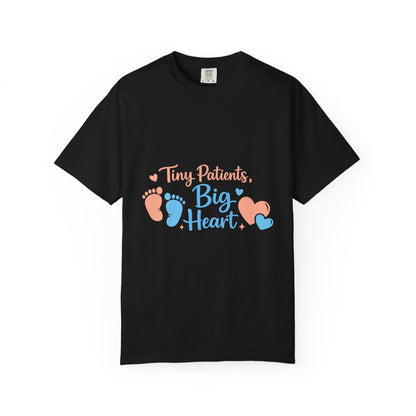 T-Shirt — "Tiny Patients, Big Heart" Baby Footprint Awareness Tee Printify