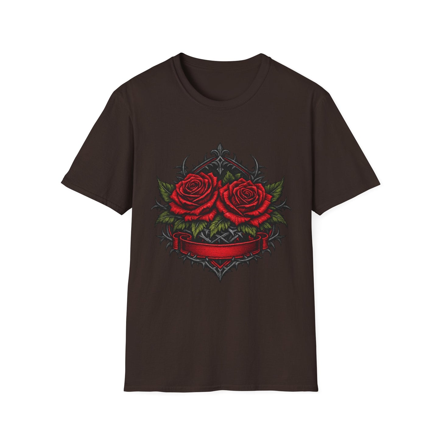 Rose Heart T-Shirt — Gothic Red Roses Graphic Tee Printify