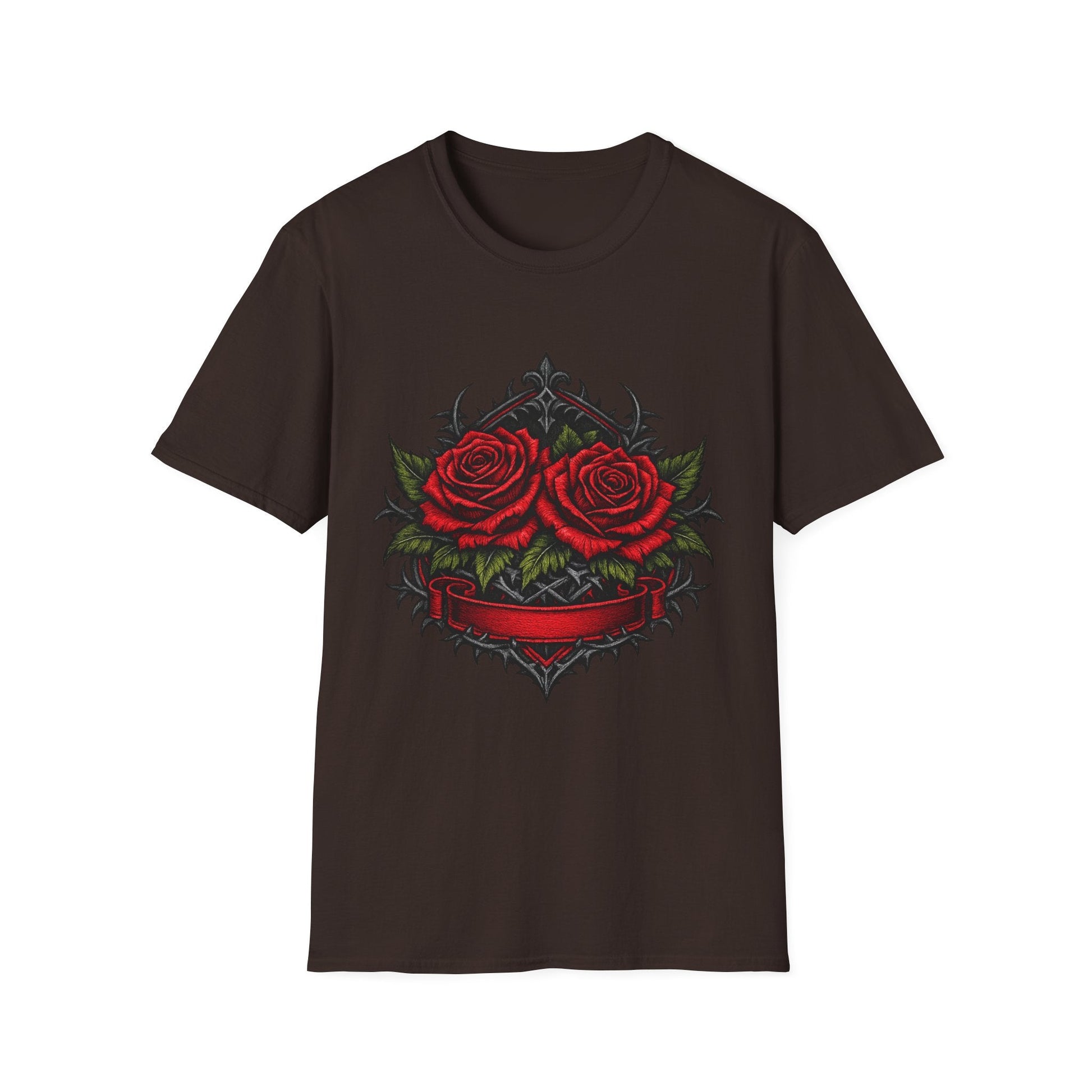 Rose Heart T-Shirt — Gothic Red Roses Graphic Tee Printify