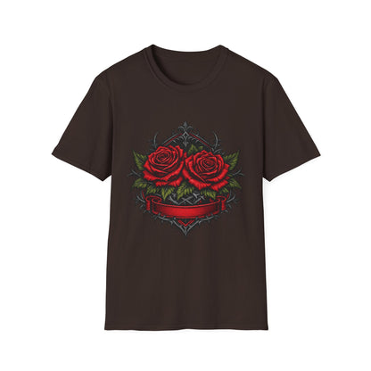 Rose Heart T-Shirt — Gothic Red Roses Graphic Tee Printify