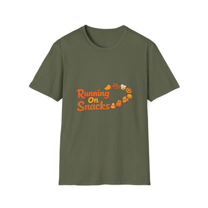 Running On Snacks T‑Shirt — Funny Runner Shirt with Snack Trail Graphic Printify