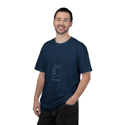Minimal Face Line Art T-Shirt — Subtle Embossed ‘NORMCORE’ Graphic Printify