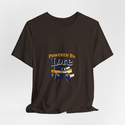 Powered by Lore T-Shirt — Gamer & Book Lover Tee Printify